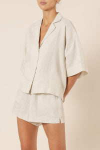 NUDE LINEN LOUNGE SHIRT | NATURAL