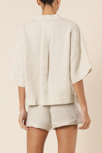 NUDE LINEN LOUNGE SHIRT | NATURAL