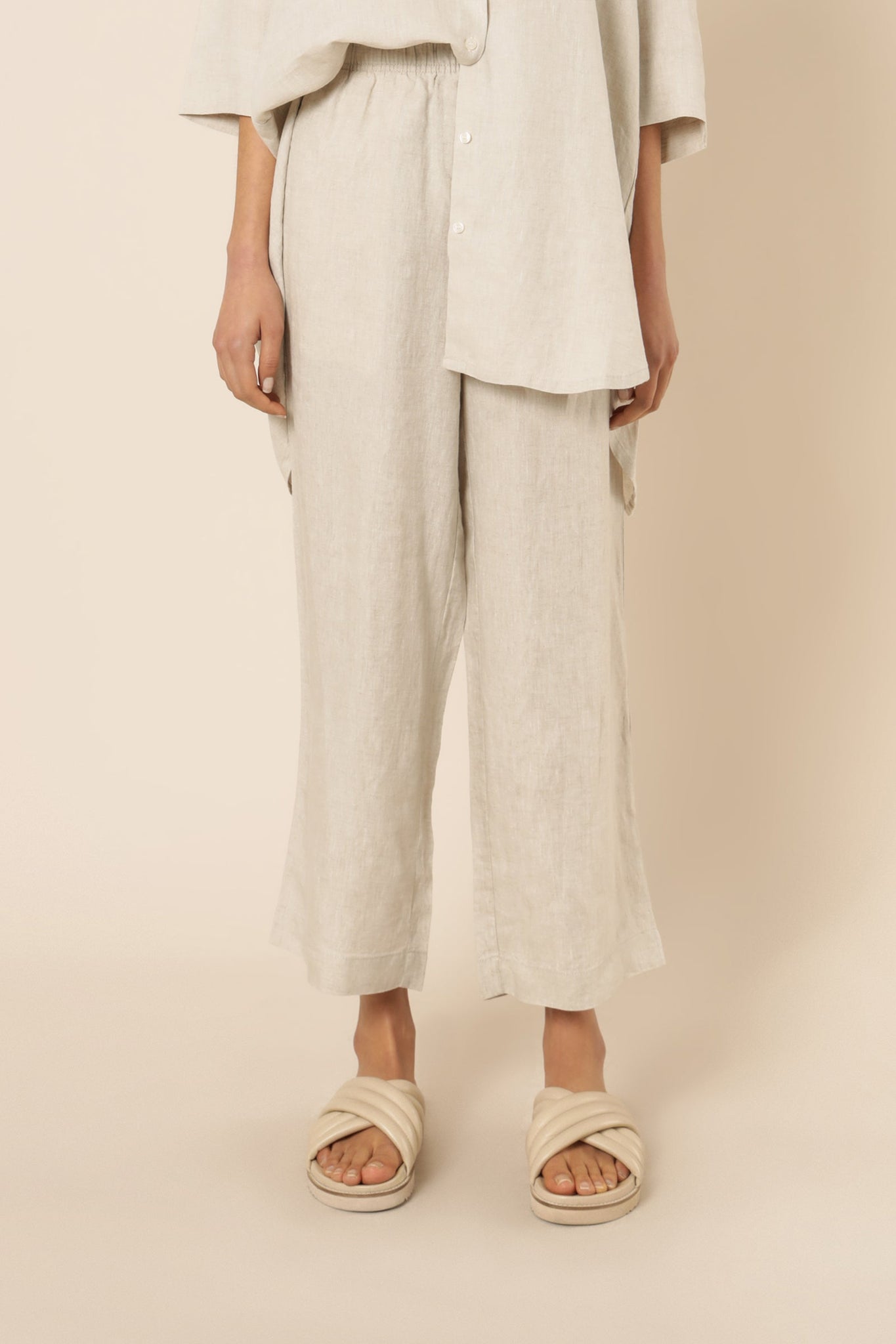NUDE LOUNGE LINEN CROP PANT | NATURAL