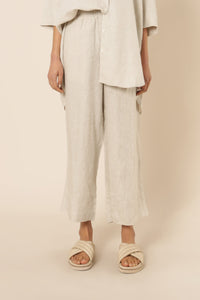 NUDE LOUNGE LINEN CROP PANT | NATURAL