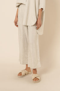 NUDE LOUNGE LINEN CROP PANT | NATURAL