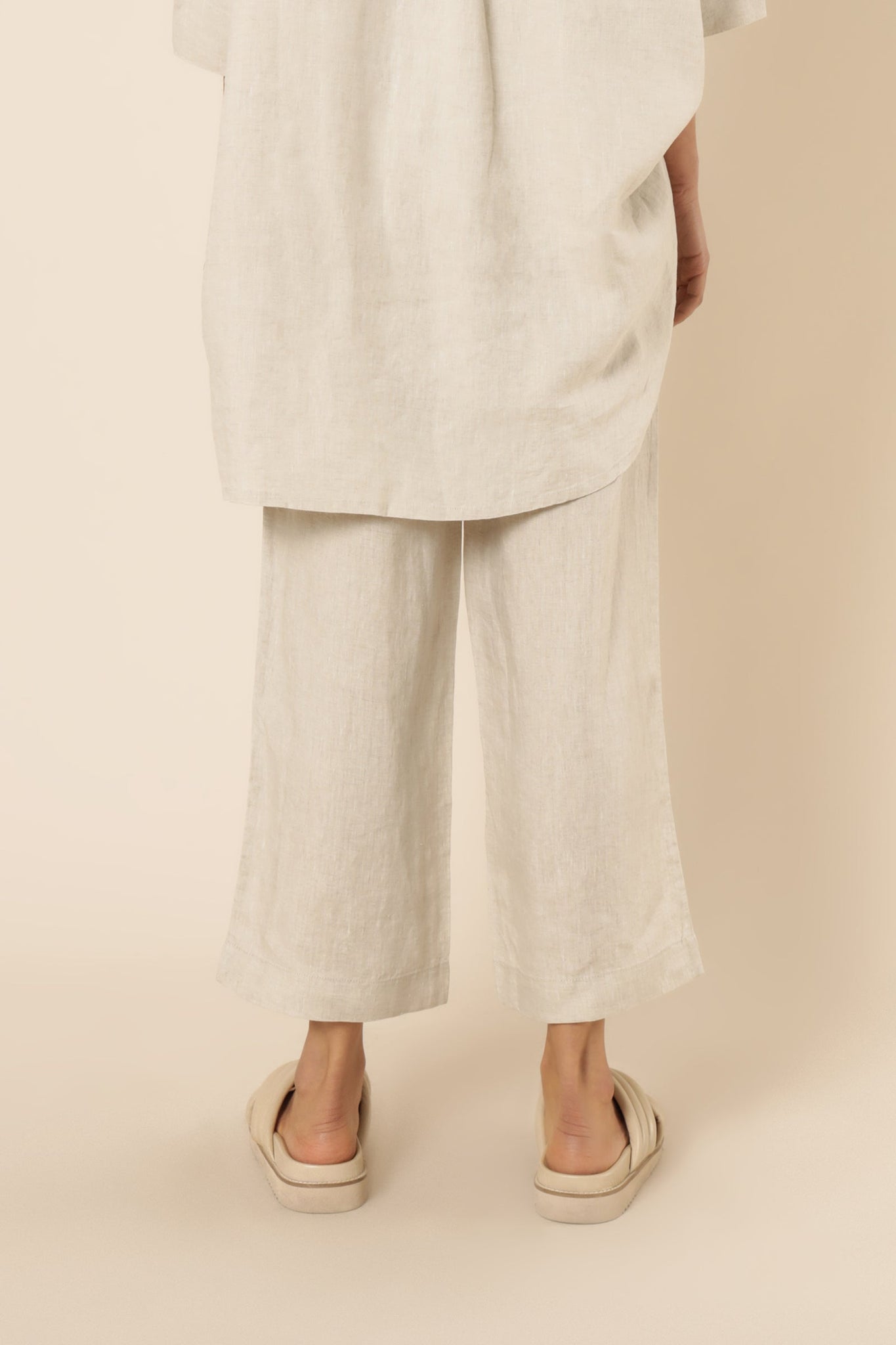 NUDE LOUNGE LINEN CROP PANT | NATURAL