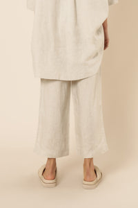 NUDE LOUNGE LINEN CROP PANT | NATURAL