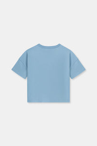 KIDS ORGANIC ESTABLISHED TEE | CORNFLOWER BLUE/WHITE