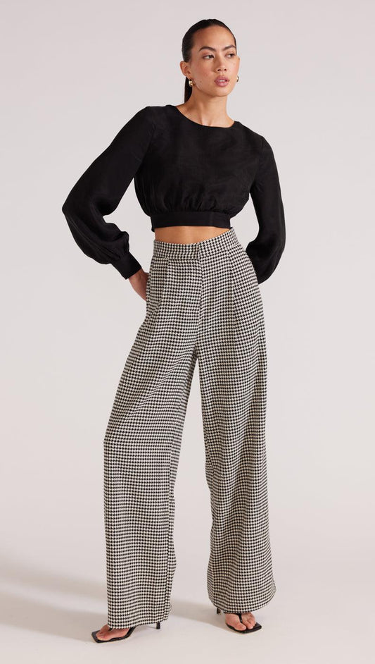 CAMILLE WIDE LEG PANTS | BLACK/WHITE