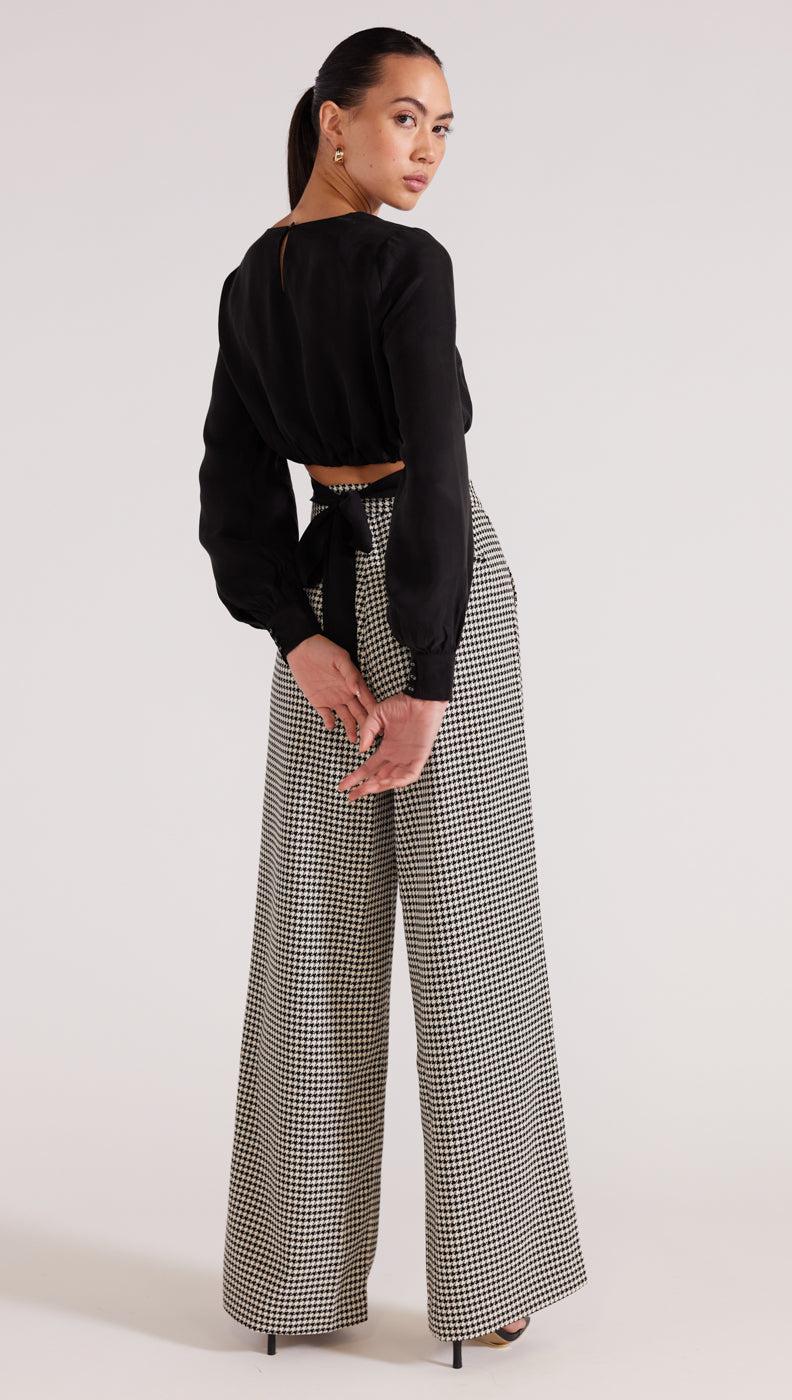 CAMILLE WIDE LEG PANTS | BLACK/WHITE