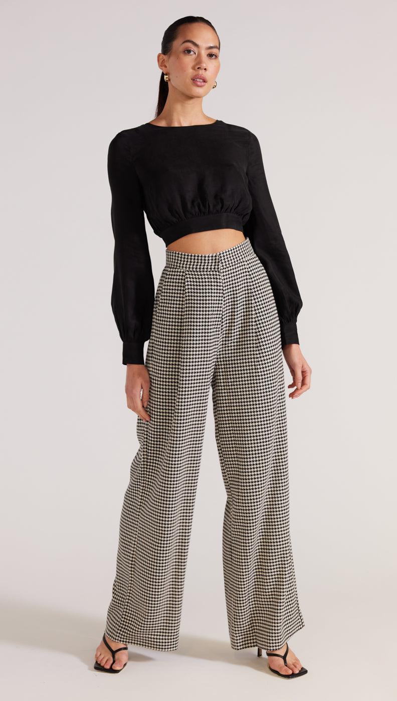 CAMILLE WIDE LEG PANTS | BLACK/WHITE