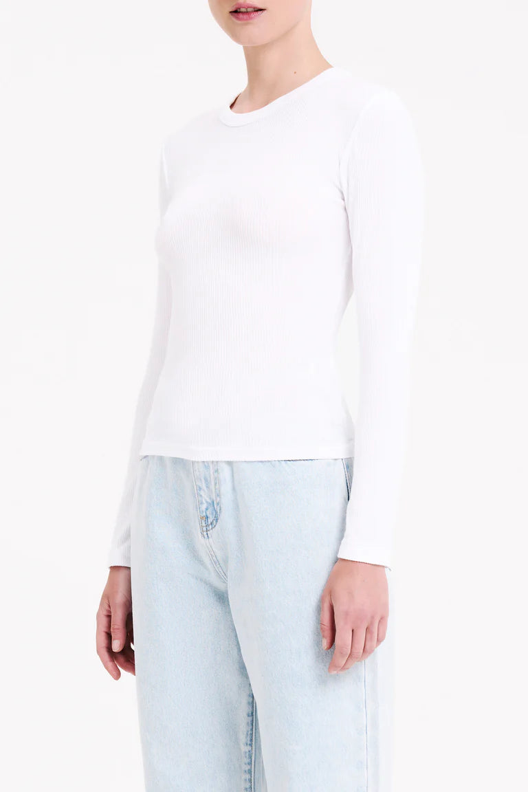 ORGANIC RIB LS TEE | WHITE