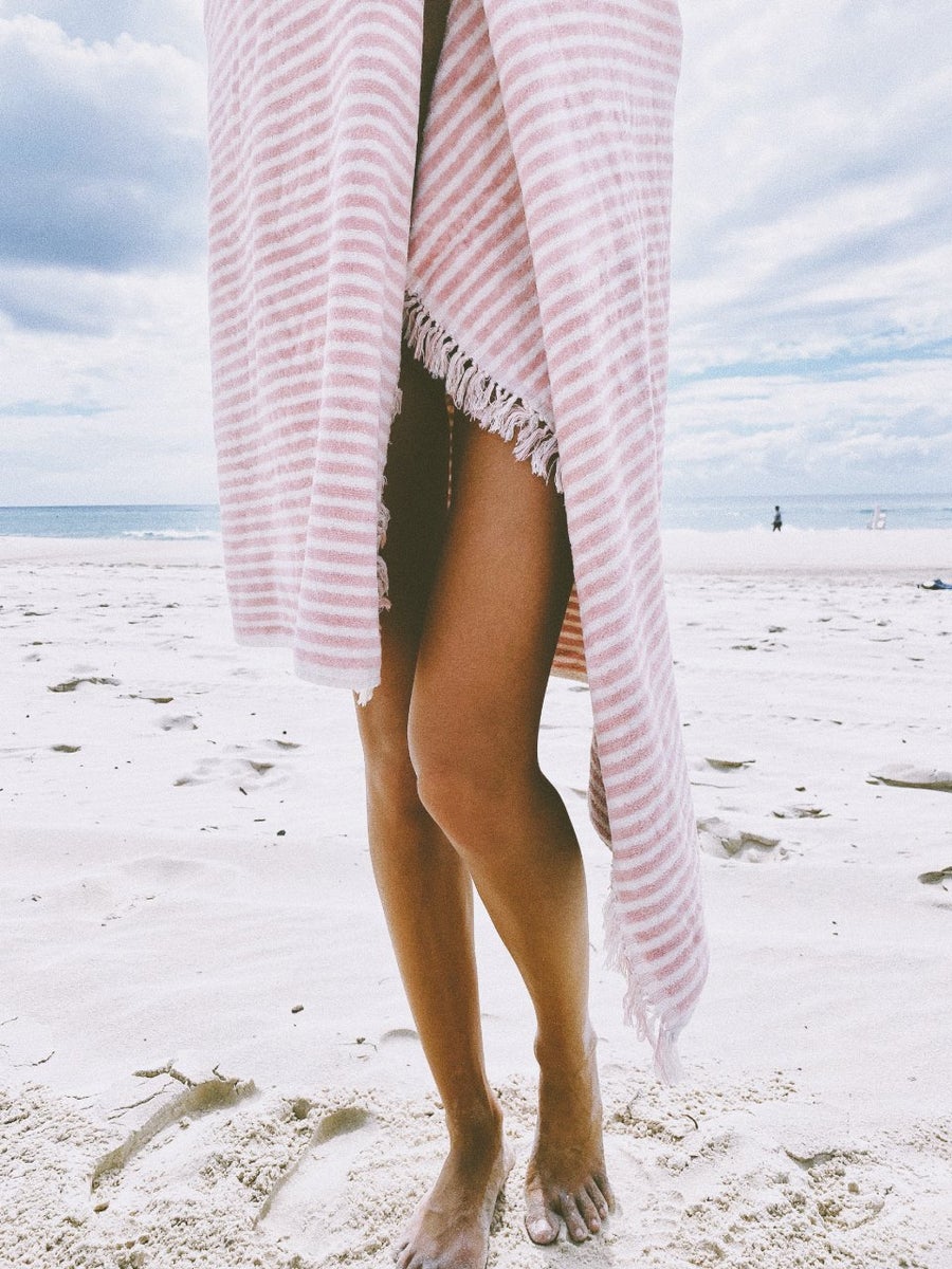 BEACH TOWEL | LAUREN'S PINK STRIPE