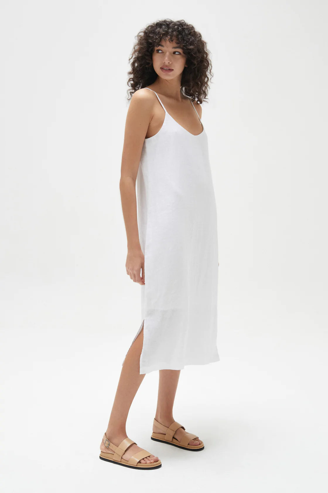 LINEN SLIP DRESS | WHITE