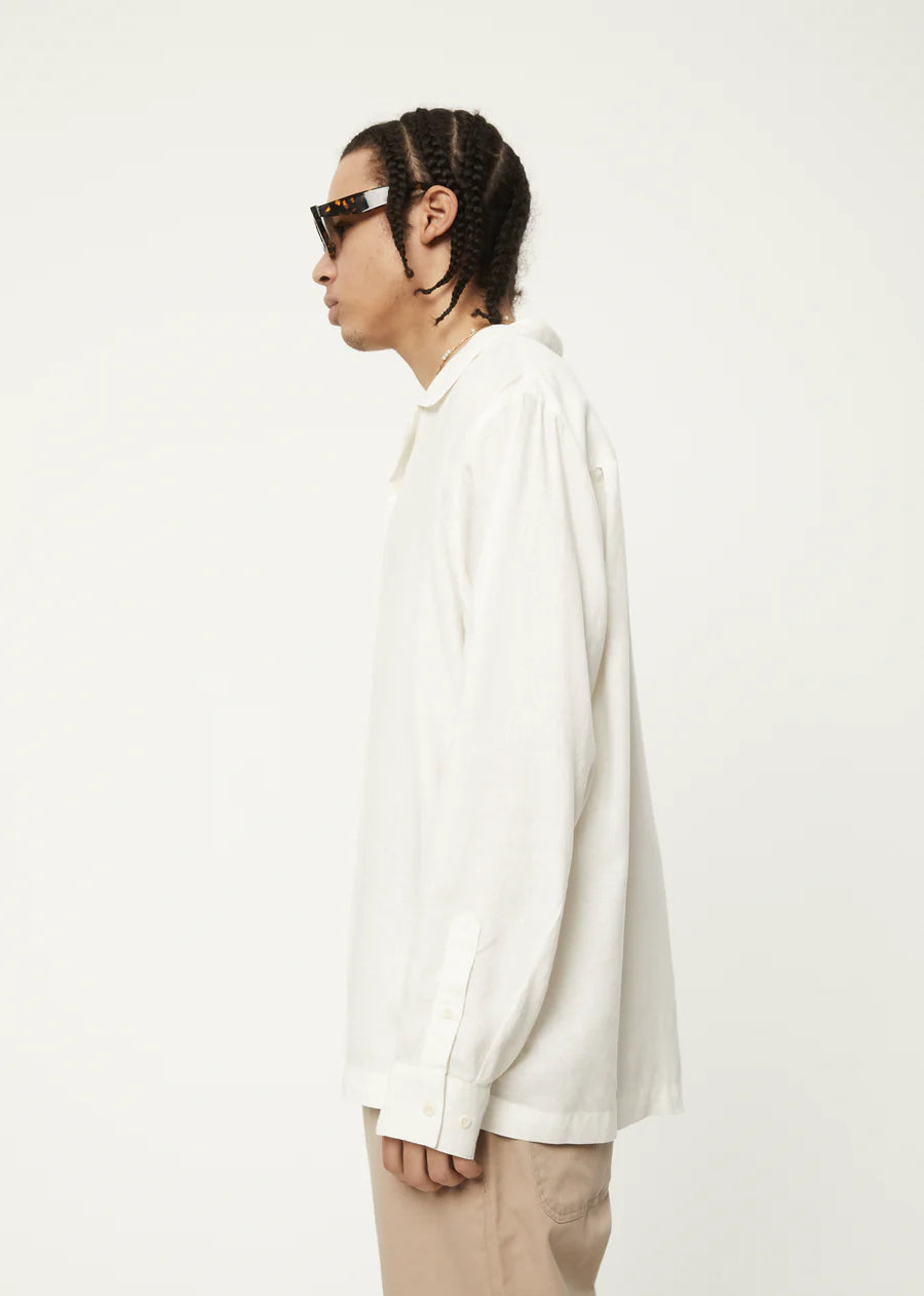CRITICAL HEMP CUBAN LONG SLEEVE SHIRT | WHITE