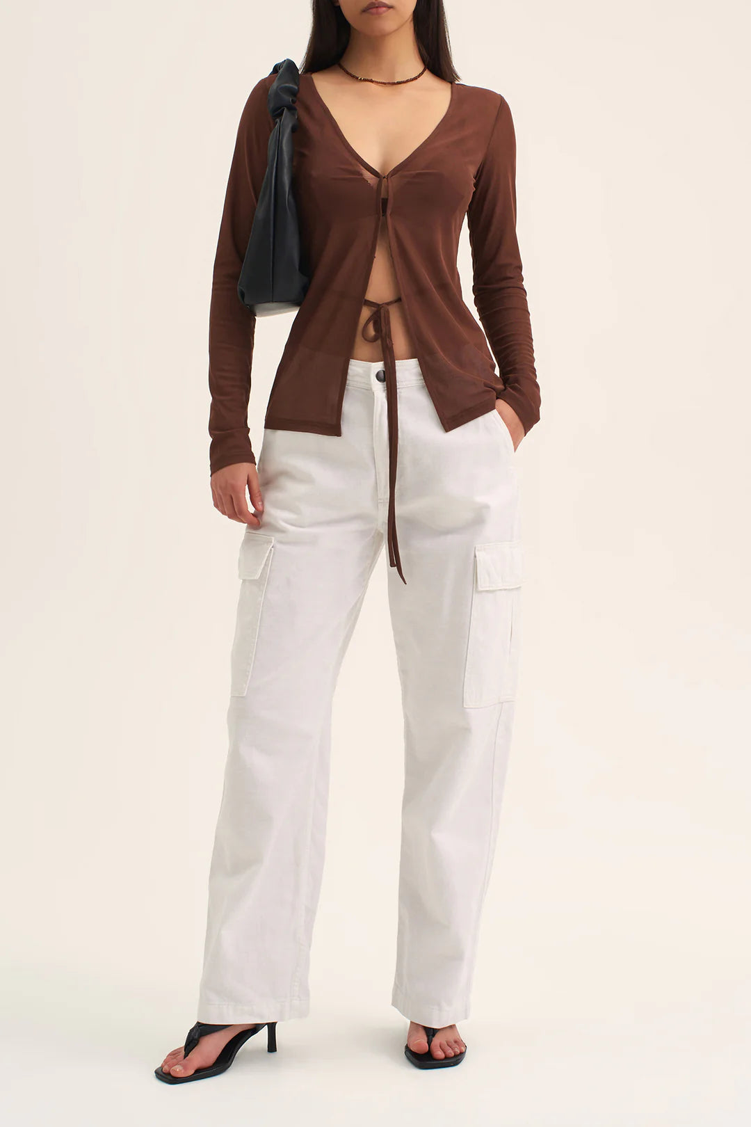 MIKKI RELAXED TIE TOP | CHOCOLATE