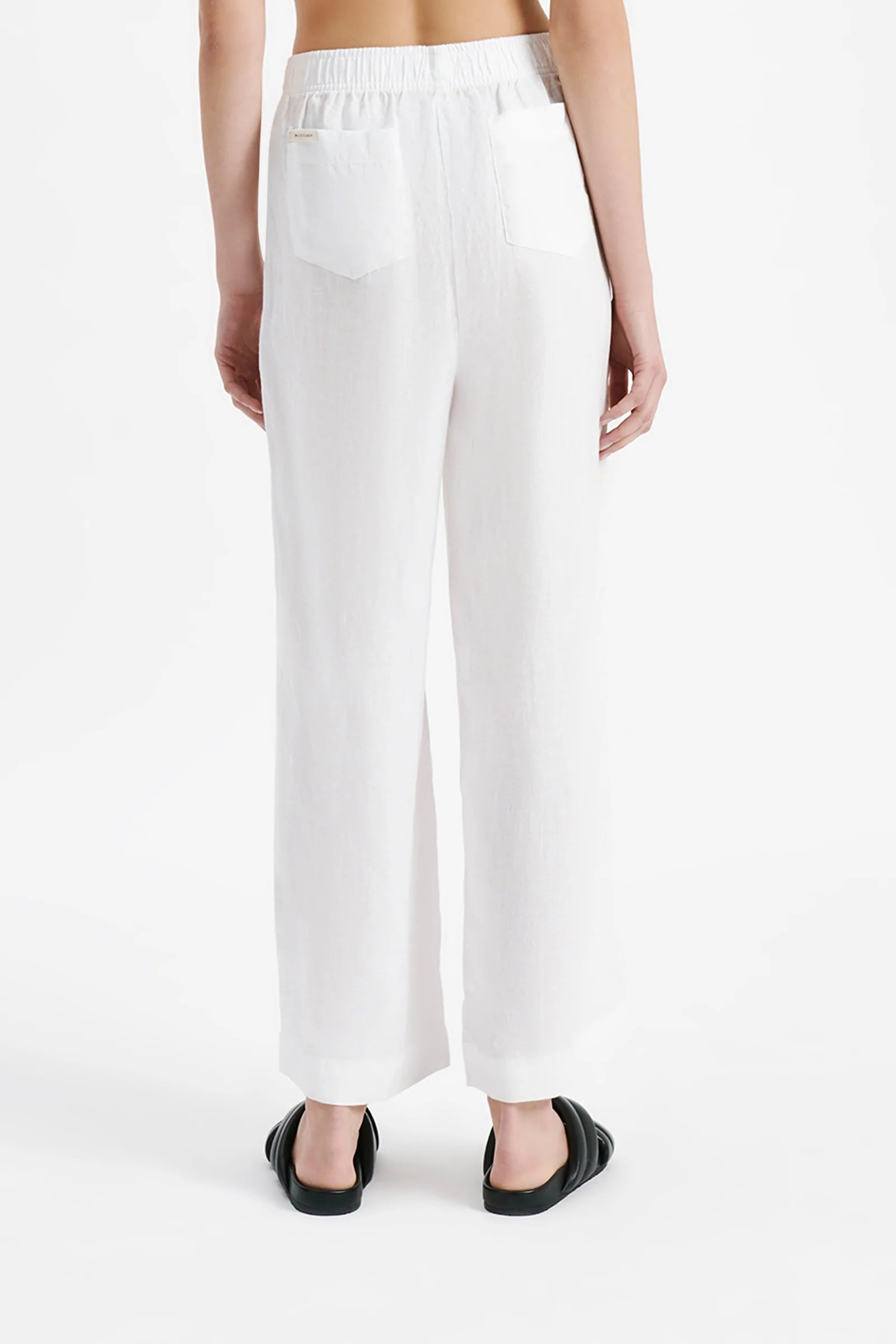 LOUNGE LINEN CROP PANT WHITE
