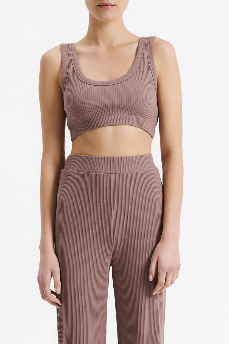 LOUNGE RIBBED CROP | SOOT
