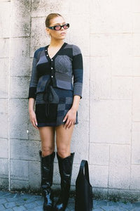 QUILT KNIT CARDIGAN | NAVY