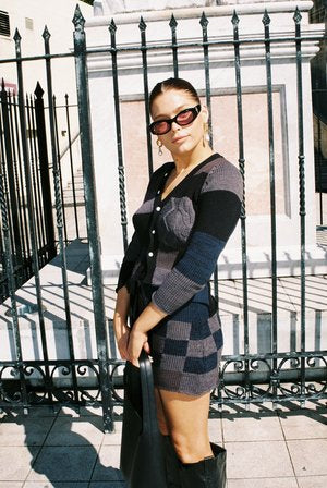 QUILT KNIT CARDIGAN | NAVY