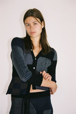 QUILT KNIT CARDIGAN | NAVY