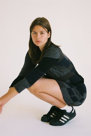QUILT KNIT CARDIGAN | NAVY