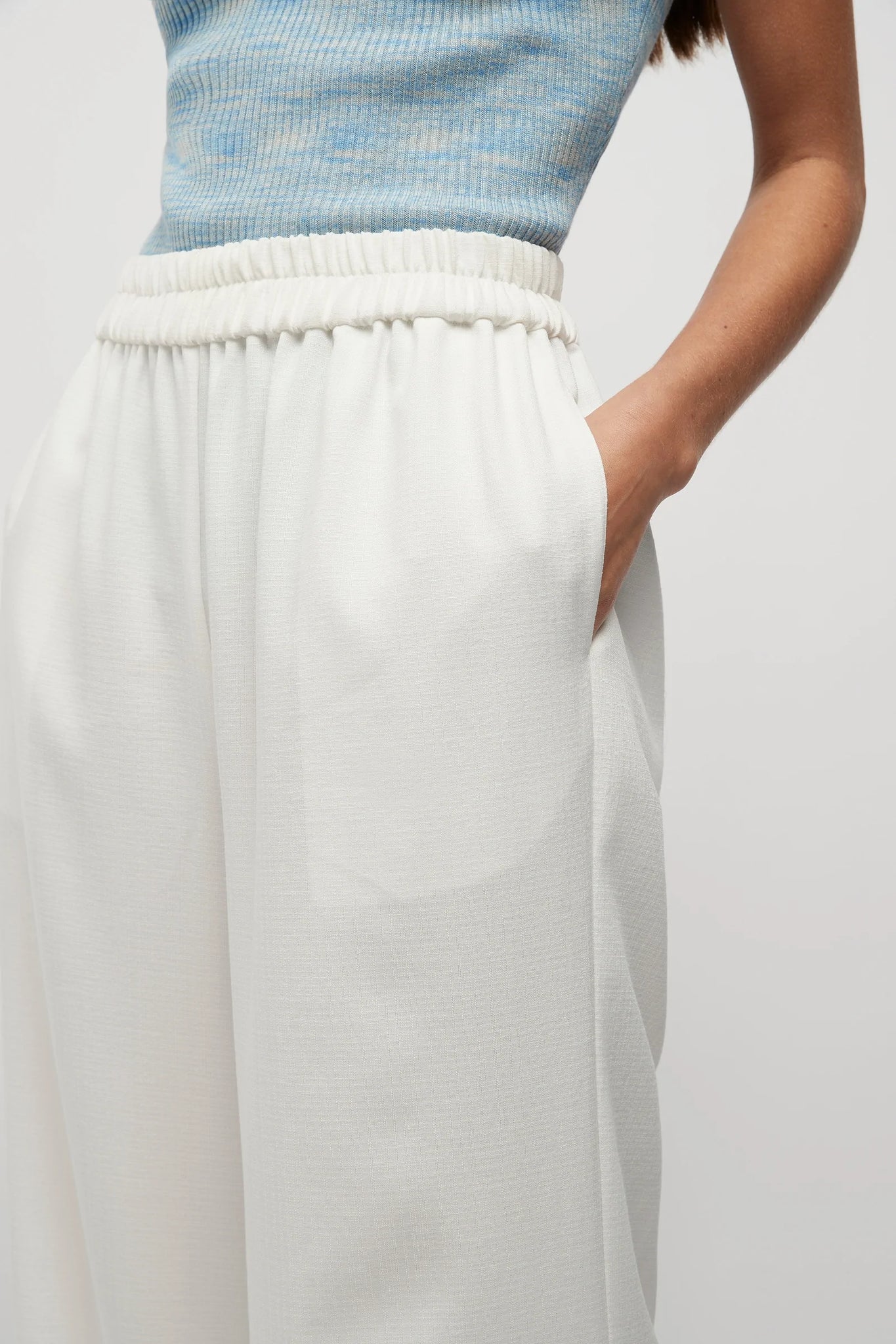 WILLIAMS TEXTURED ELASTIC WAIST PANTS | WHITE