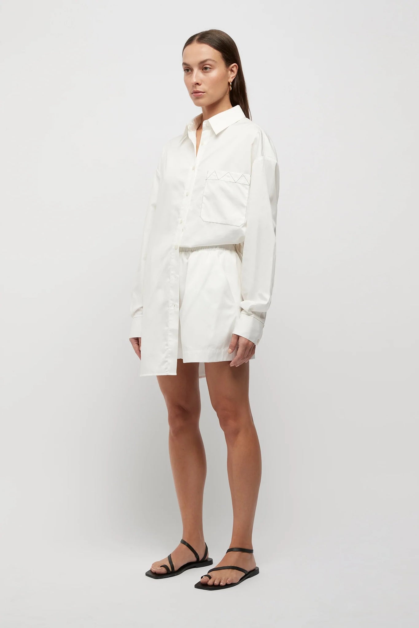 DARIO CONTRAST STITCHING SHIRT | WHITE