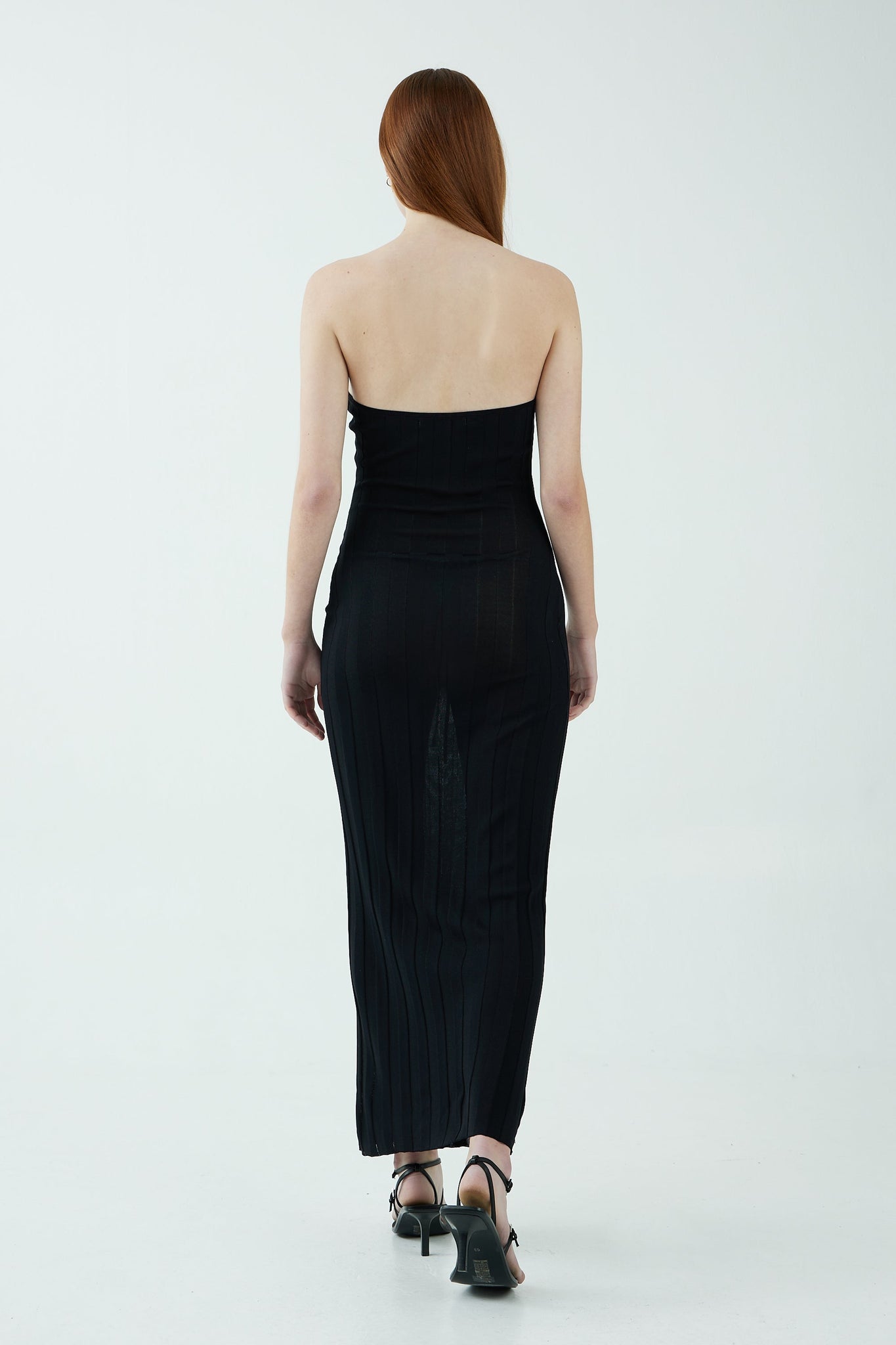 LIAISON KNIT KEYHOLE STRAPLESS DRESS | BLACK