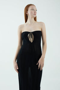 LIAISON KNIT KEYHOLE STRAPLESS DRESS | BLACK