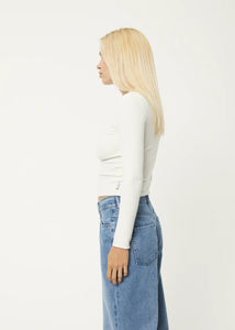PEONY HEMP RIBBED LONG SLEEVE TOP | OFF WHITE