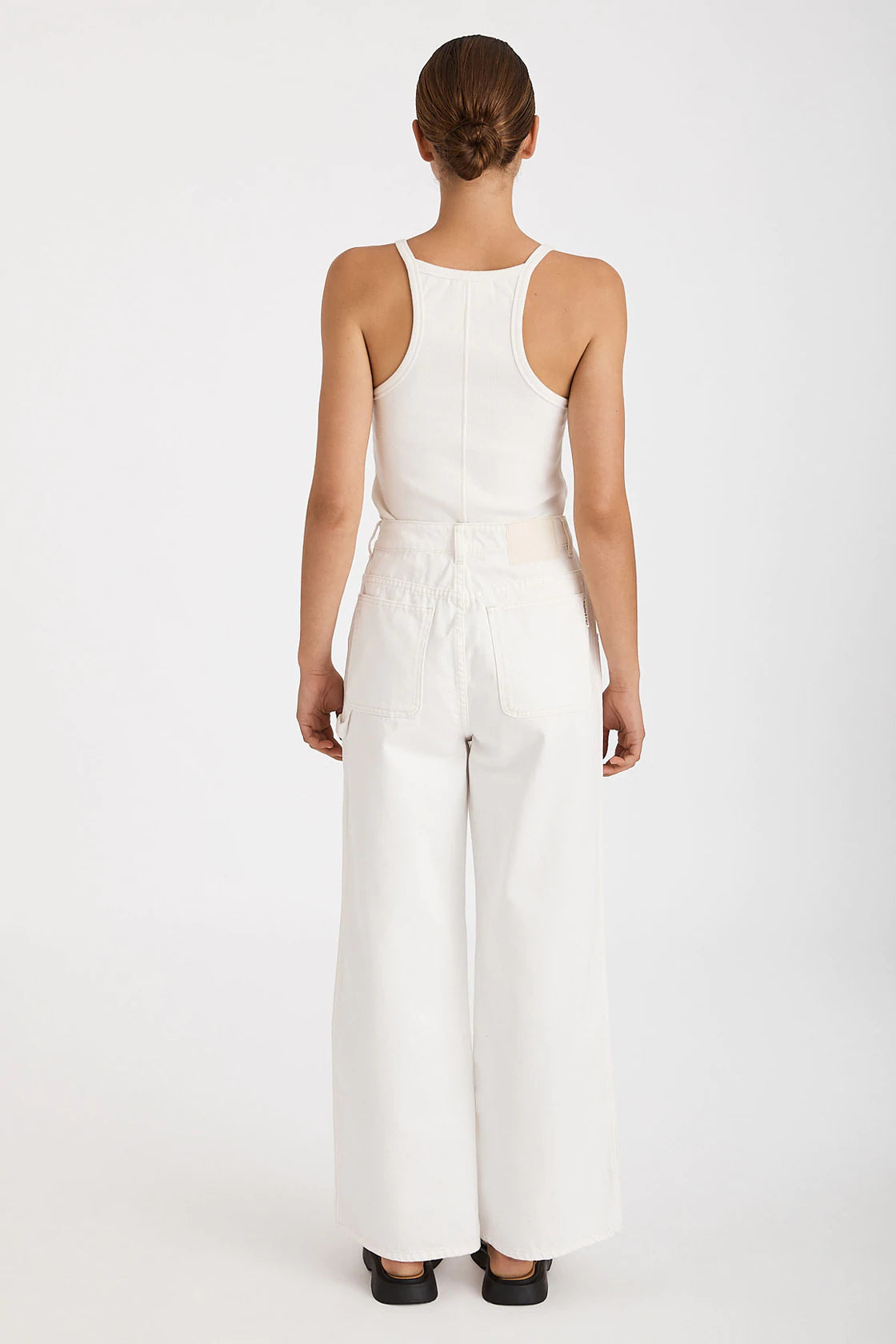 RECYCLED COTTON UTILITY WIDE LEG JEAN - IVORY