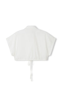 WHITE ORGANIC COTTON BLEND CROPPED SHIRT