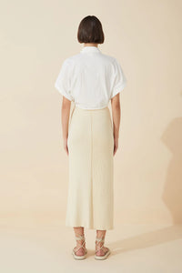 WHITE ORGANIC COTTON BLEND CROPPED SHIRT