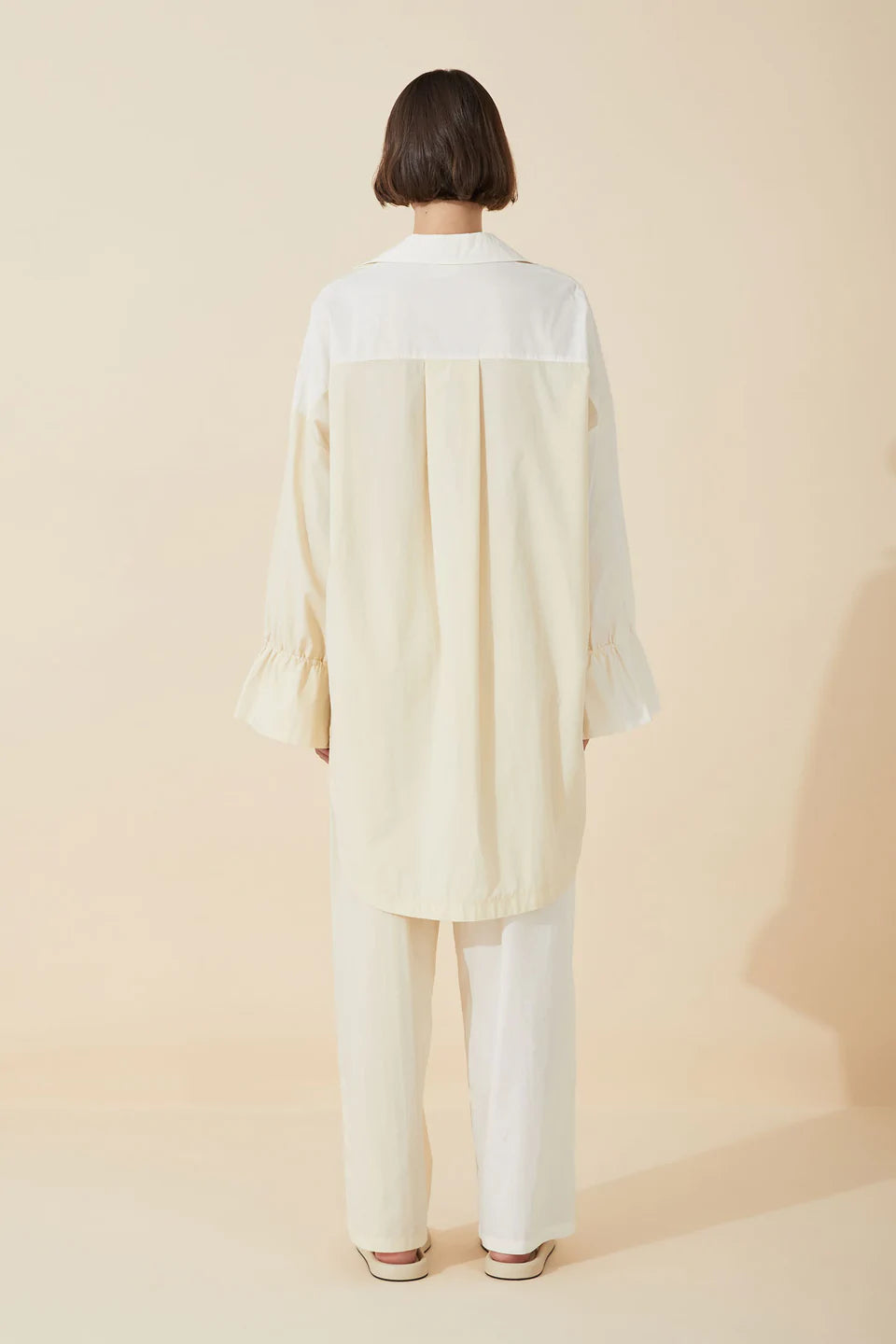 STONE TWO-TONE ORGANIC COTTON BLEND DRAWCORD SHIRT