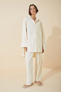 STONE TWO-TONE ORGANIC COTTON BLEND DRAWCORD SHIRT