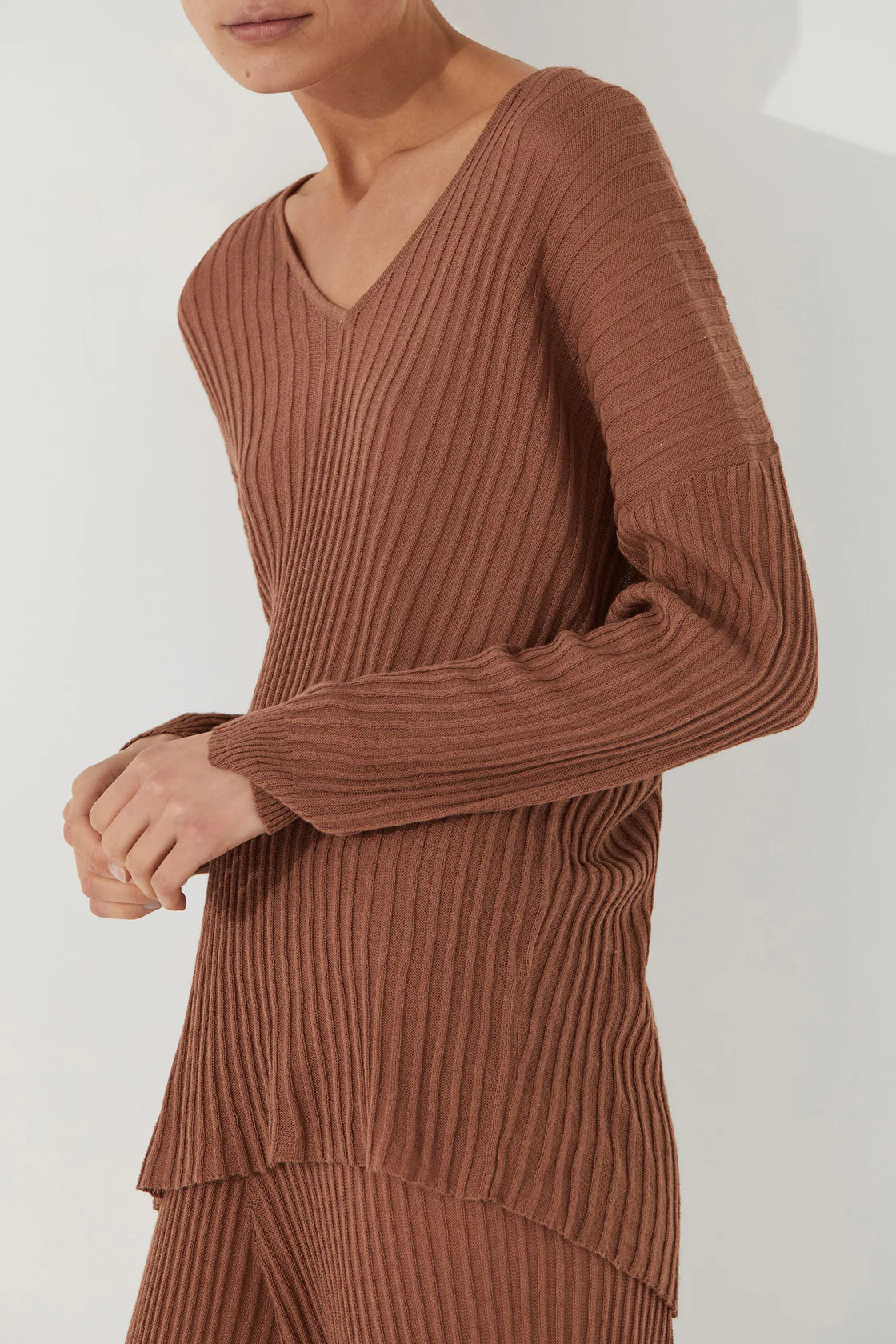 RIBBED KNIT TOP | EARTH