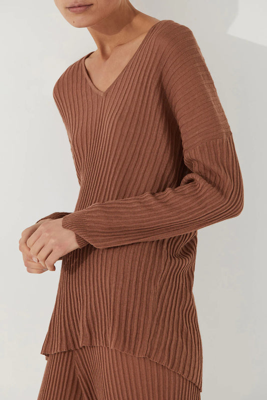 RIBBED KNIT TOP | EARTH