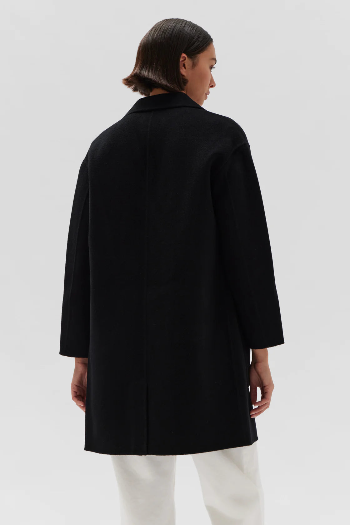 SINGLE BREASTED WOOL COAT | BLACK