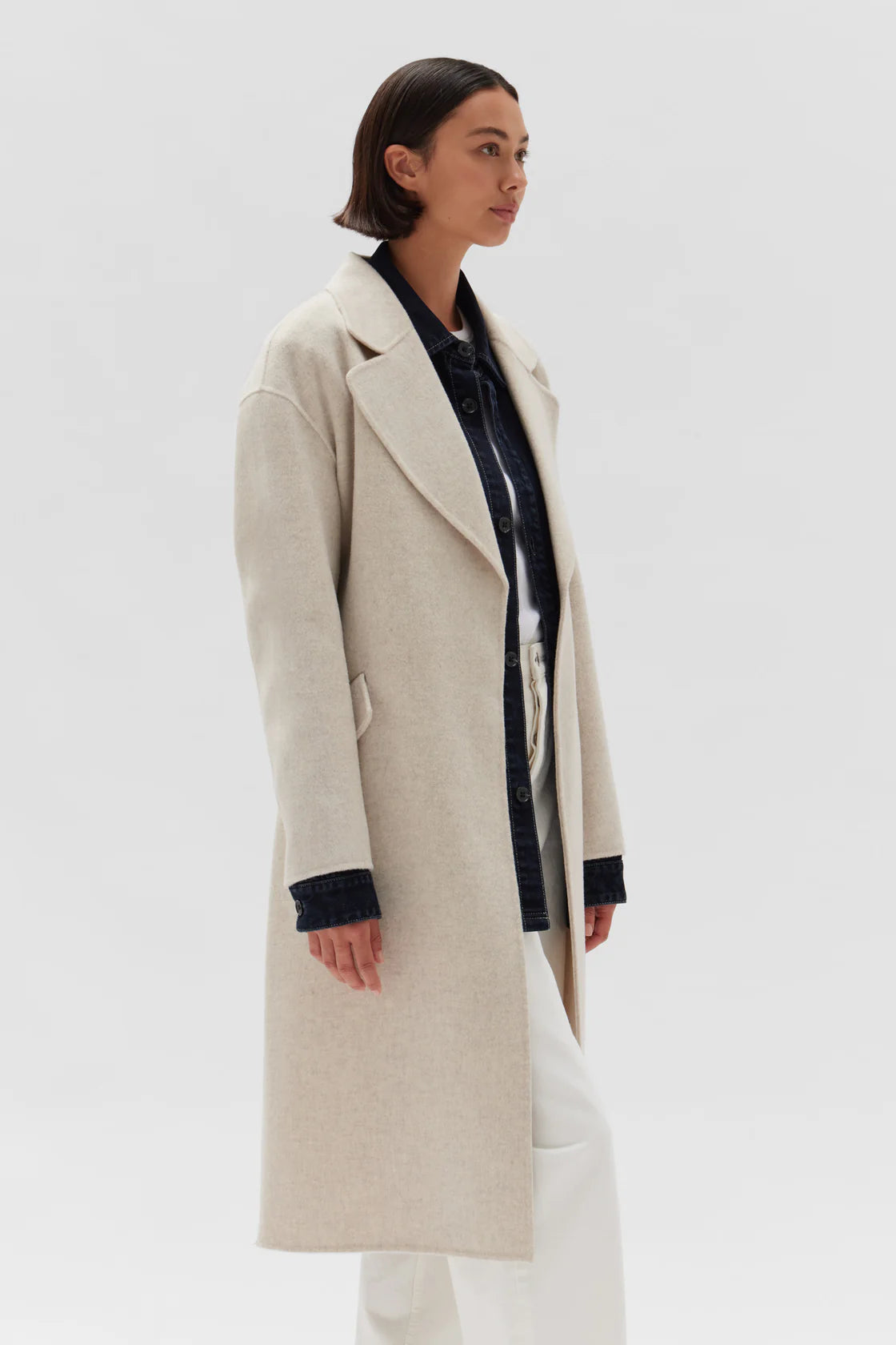 SADIE SINGLE BREASTED COAT | OAT MARLE