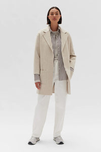 SINGLE BREASTED WOOL COAT | OAT MARLE