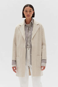 SINGLE BREASTED WOOL COAT | OAT MARLE