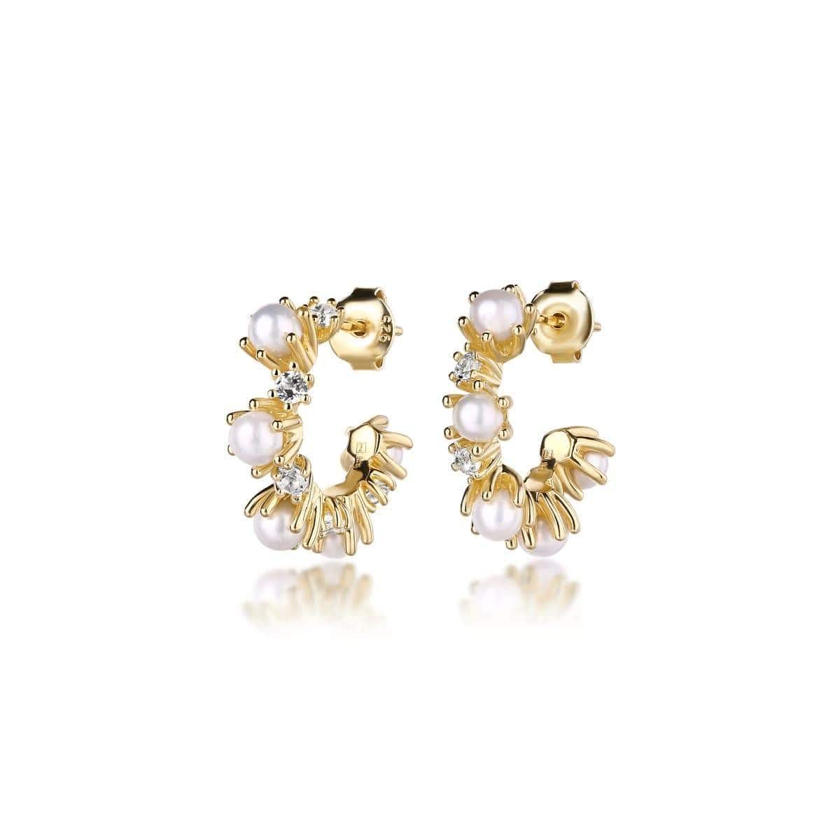 PARIS IS BURNING HOOP EARRINGS | FRESHWATER PEARL + WHITE CORUNDUM CRYSTAL