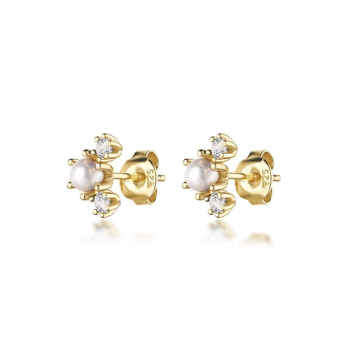 PARIS IS BURNING PEARL & GEMSTONE STUDS | WHITE CORUNDUM