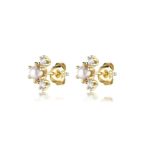 PARIS IS BURNING PEARL & GEMSTONE STUDS | WHITE CORUNDUM