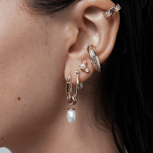 PARIS IS BURNING PEARL & GEMSTONE STUDS | WHITE CORUNDUM
