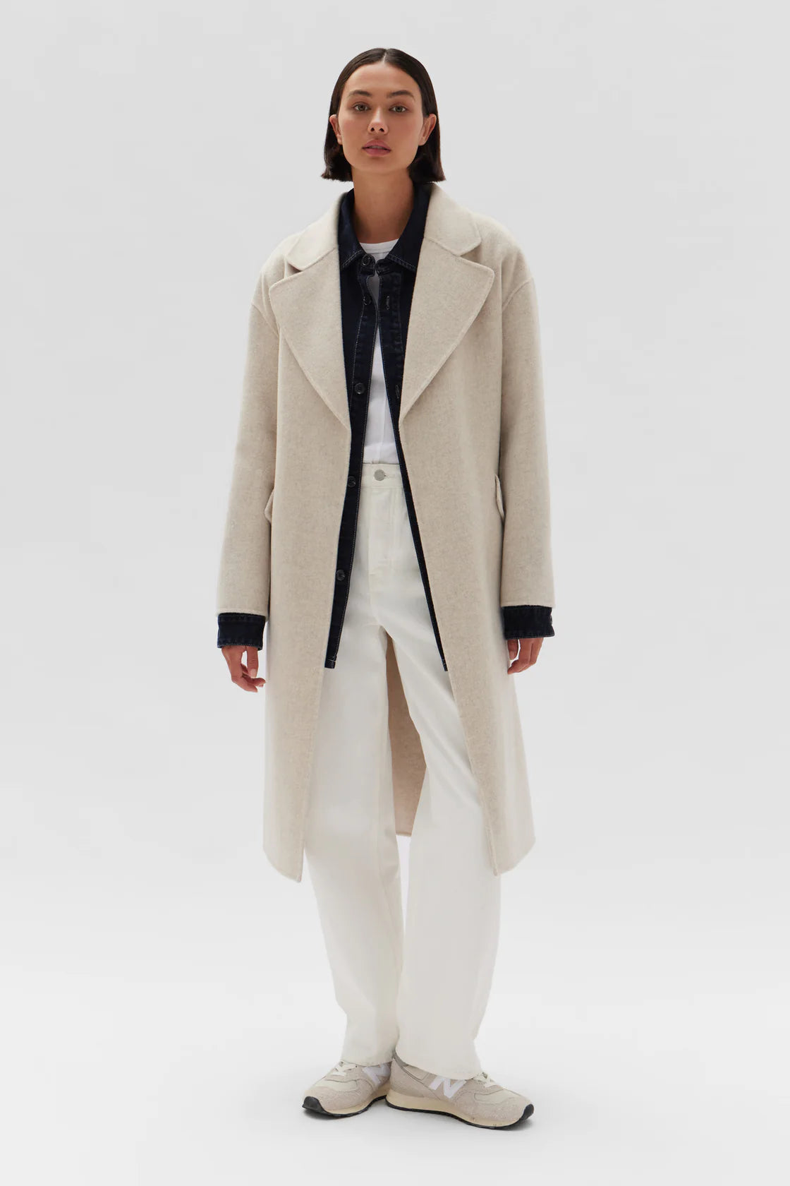 SADIE SINGLE BREASTED COAT | OAT MARLE