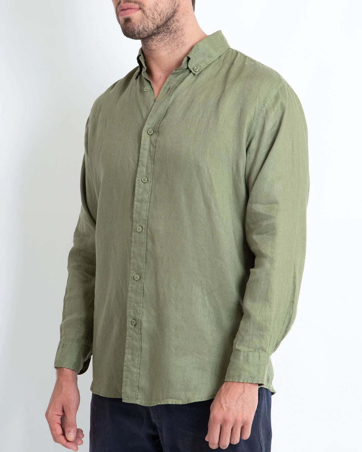 DESTII LONG SLEEVE LINEN SHIRT | KHAKI