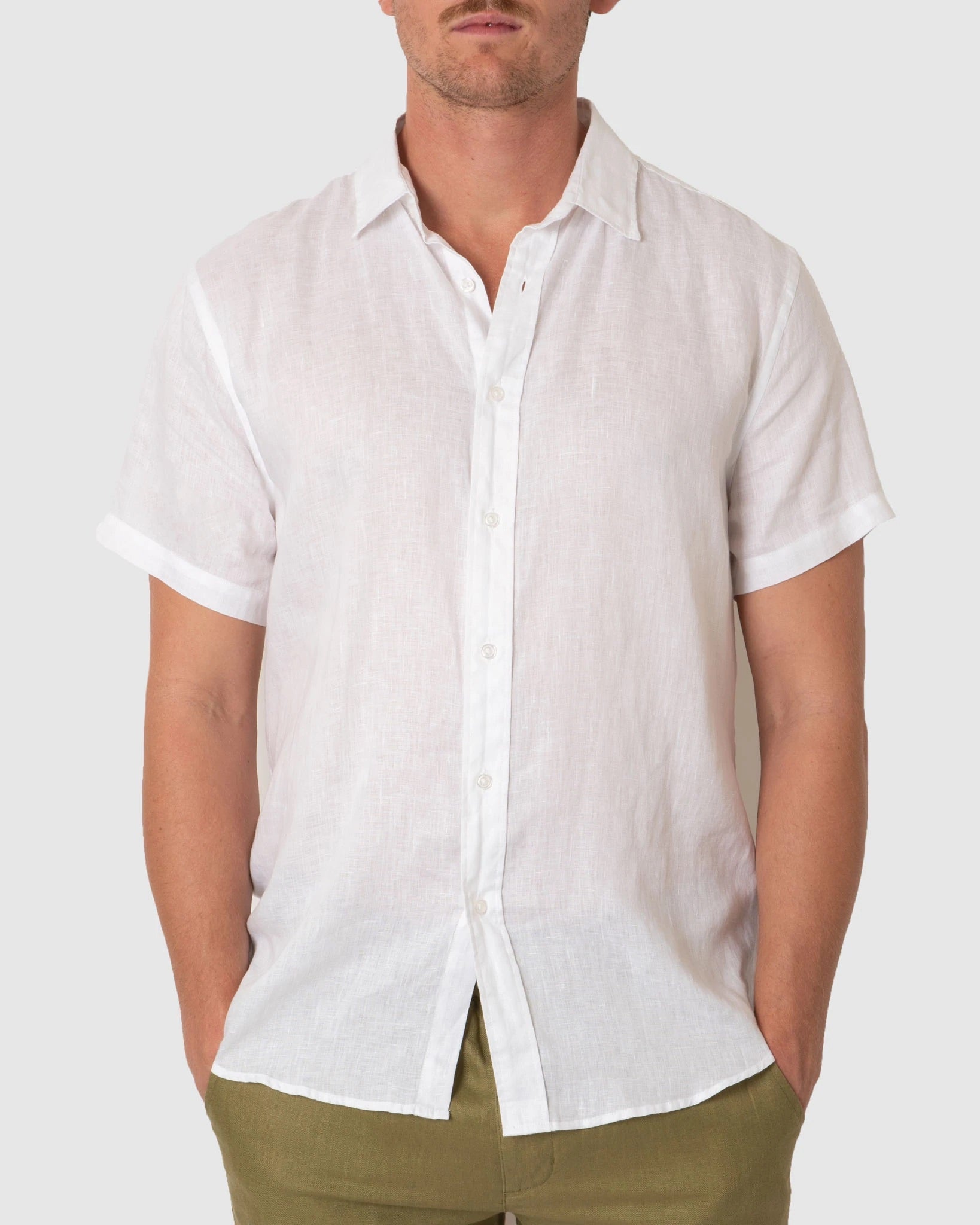 DESTII SHORT SLEEVE LINEN SHIRT | WHITE