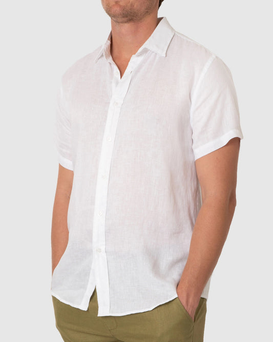 DESTII SHORT SLEEVE LINEN SHIRT | WHITE