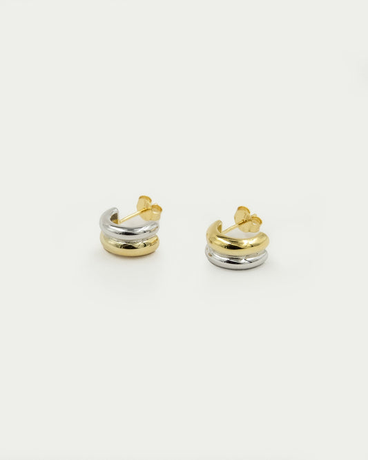 TWO TONE CURVE STUD EARRINGS