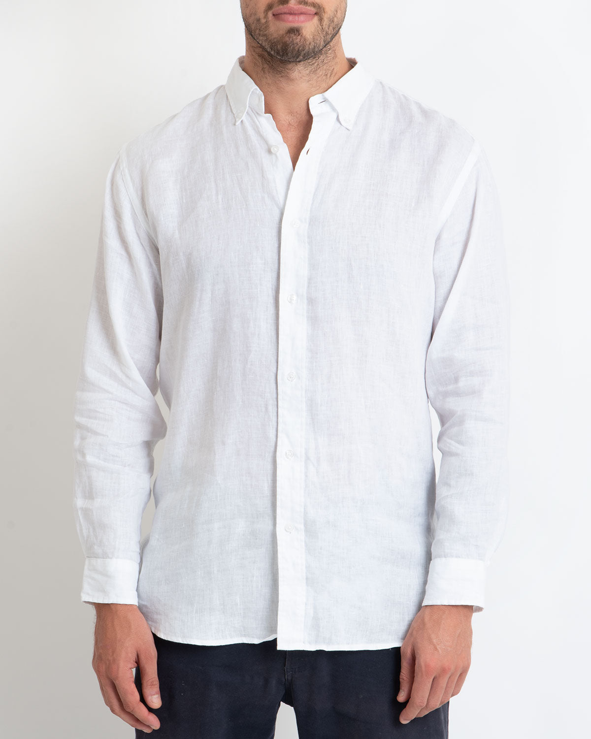 DESTII LONG SLEEVE LINEN SHIRT | WHITE