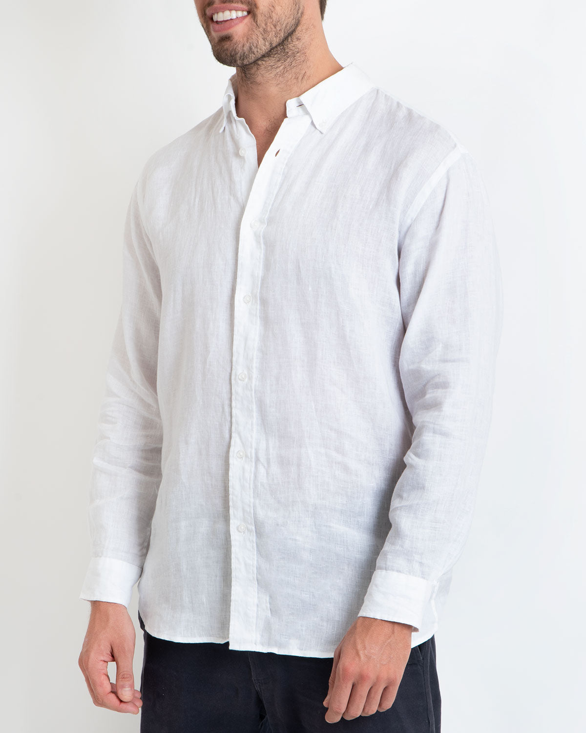 DESTII LONG SLEEVE LINEN SHIRT | WHITE