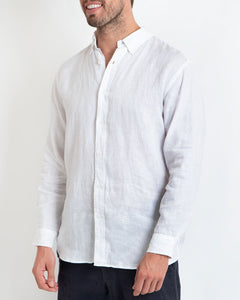 DESTII LONG SLEEVE LINEN SHIRT | WHITE